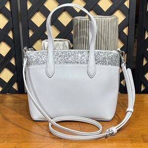 Kate Spade Silver Glitter and White Satchel